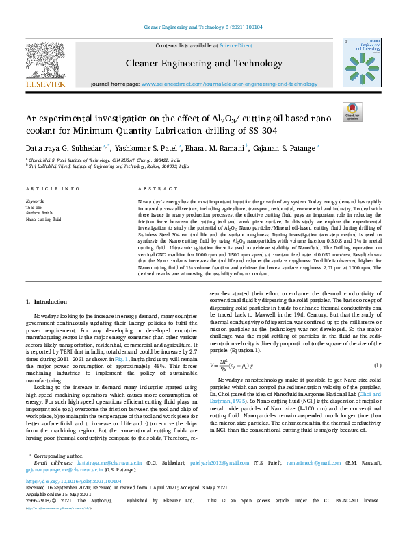 (PDF) An experimental investigation on the effect of Al2O3/ cutting oil ...