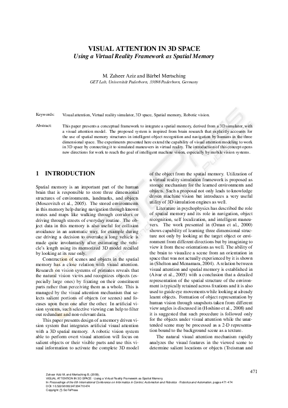 (PDF) Visual Attention in 3D Space - Using a Virtual Reality Framework ...