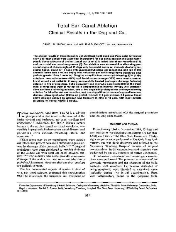 (PDF) Total Ear Canal Ablation Clinical Results in the Dog and Cat