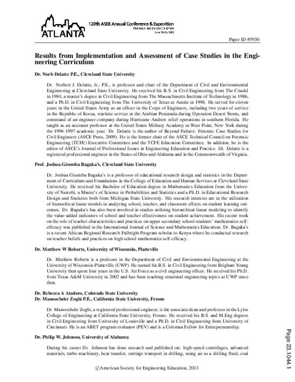 (PDF) Implementation and assessment of failure case studies in the ...