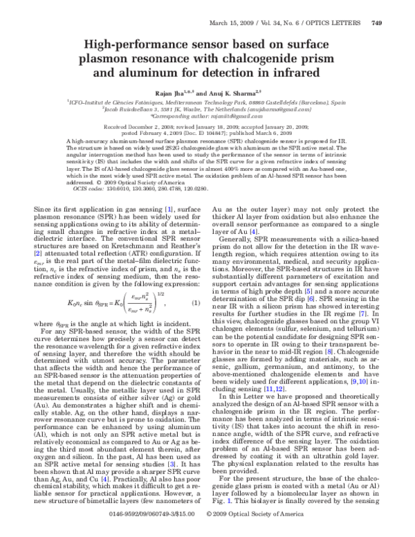 (PDF) High-Performance Sensor Based on Surface Plasmon Resonance With ...