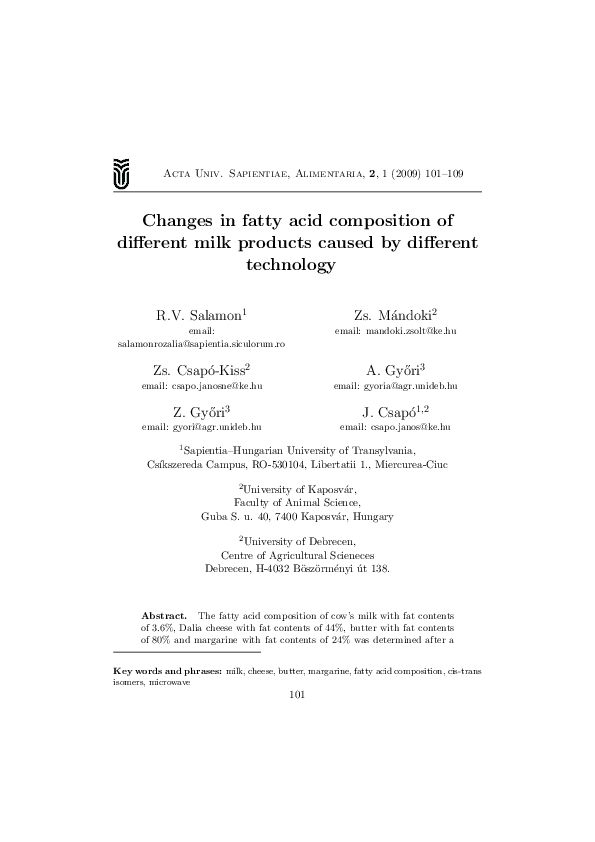 (PDF) Changes in fatty acid composition of different milk products ...