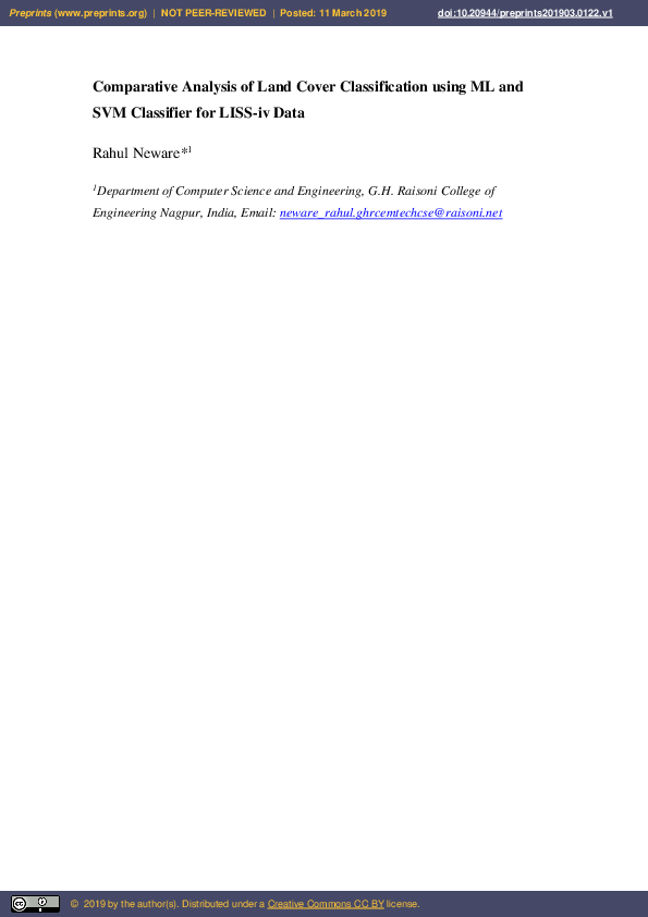 (PDF) Comparative Analysis of Land Cover Classification Using ML and ...