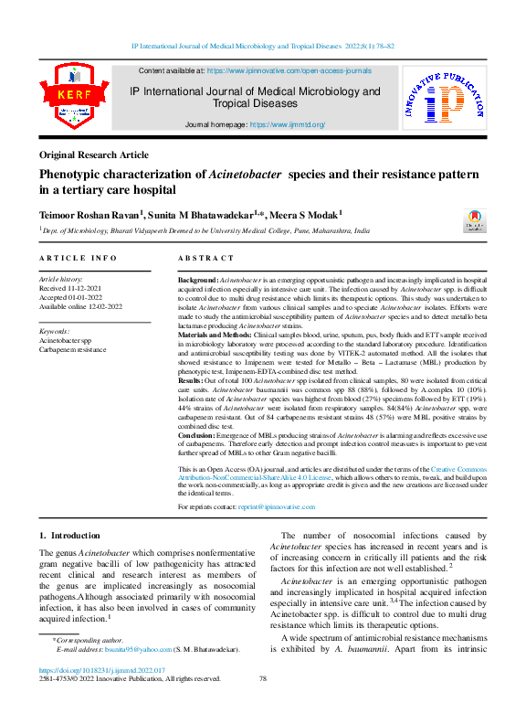 (PDF) Phenotypic Characterization of Acinetobacter Species and Their ...