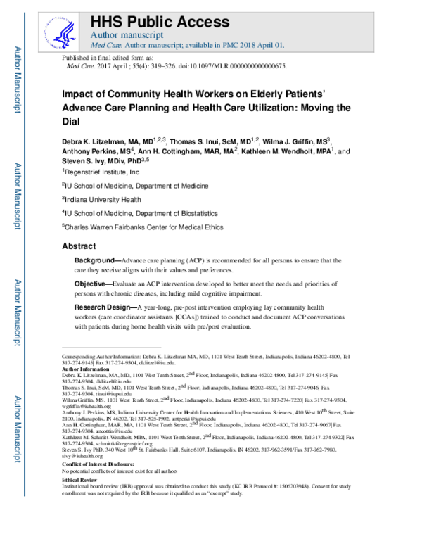 (PDF) Impact of Community Health Workers on Elderly Patients’ Advance ...