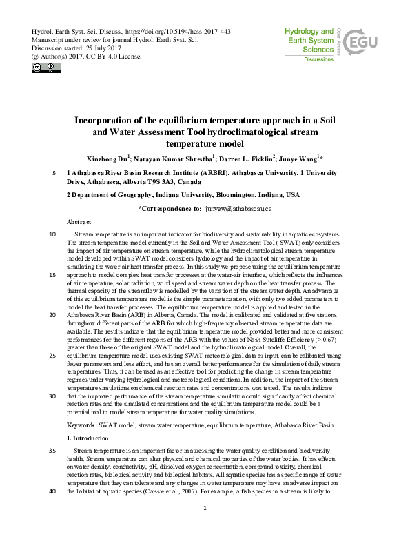 (PDF) Incorporation of the equilibrium temperature approach in a Soil ...