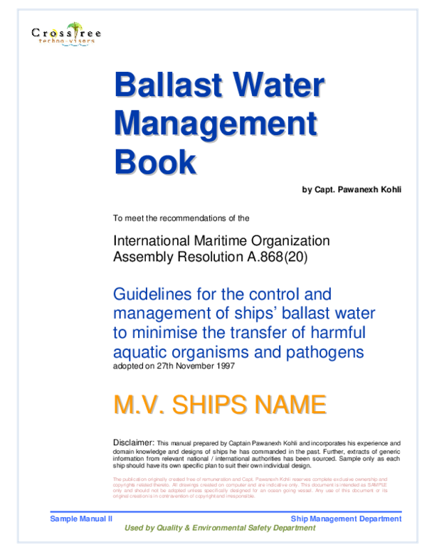 (PDF) Ballast Water Management Book Pawanexh Kohli Academia.edu