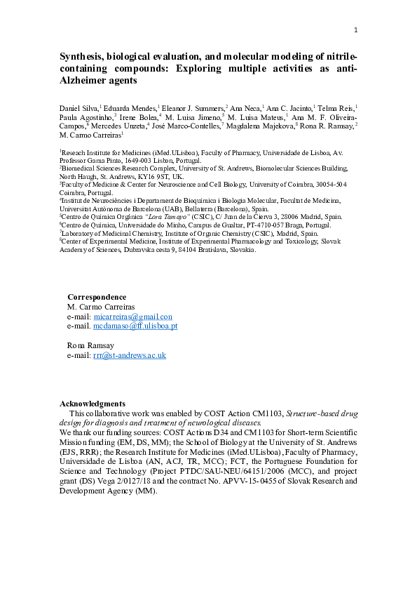(PDF) Synthesis, biological evaluation, and molecular modeling of ...