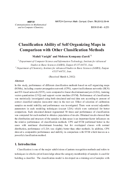 (PDF) Classification Ability of Self Organizing Maps in Comparison with ...
