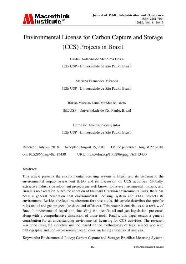 (PDF) Environmental License for Carbon Capture and Storage (CCS ...