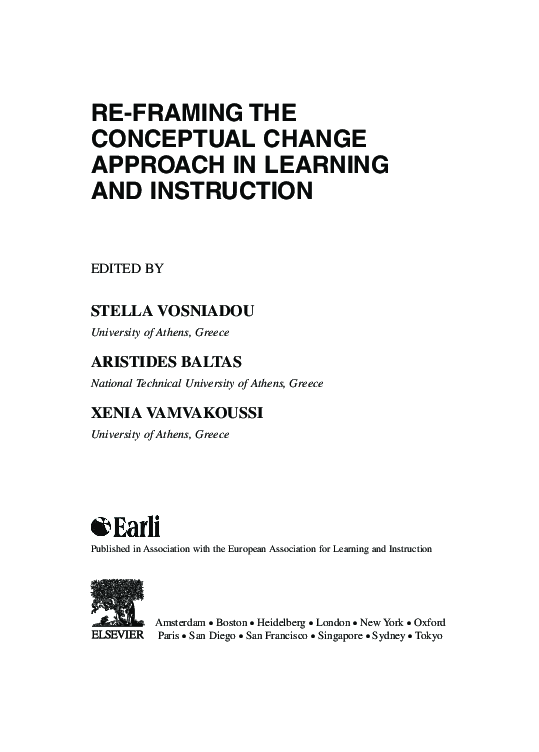 PDF Reframing The Conceptual Change Approach In Learning And Instruction Stella Vosniadou 