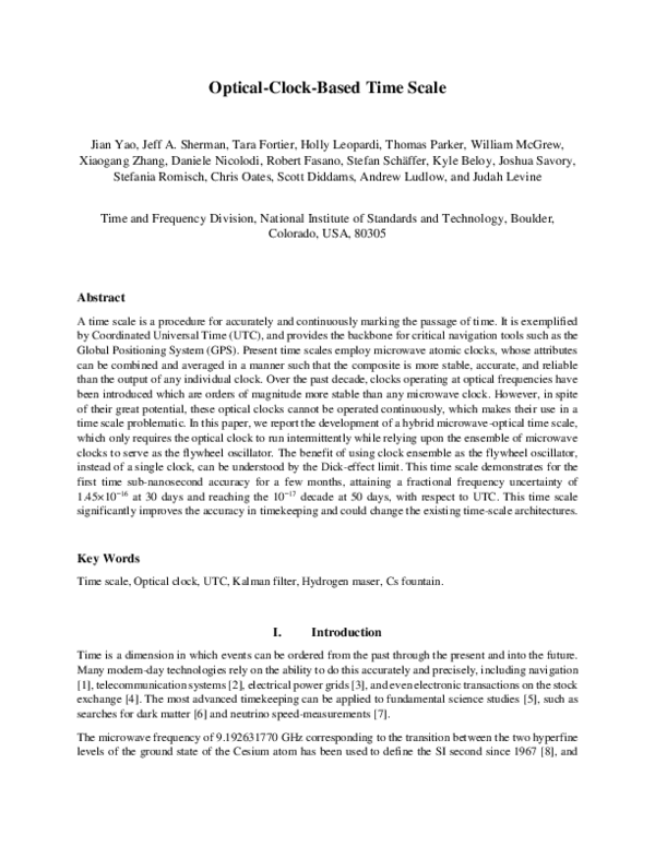 (PDF) Optical-Clock-Based Time Scale