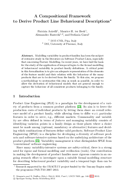 (PDF) A Compositional Framework to Derive Product Line Behavioural ...