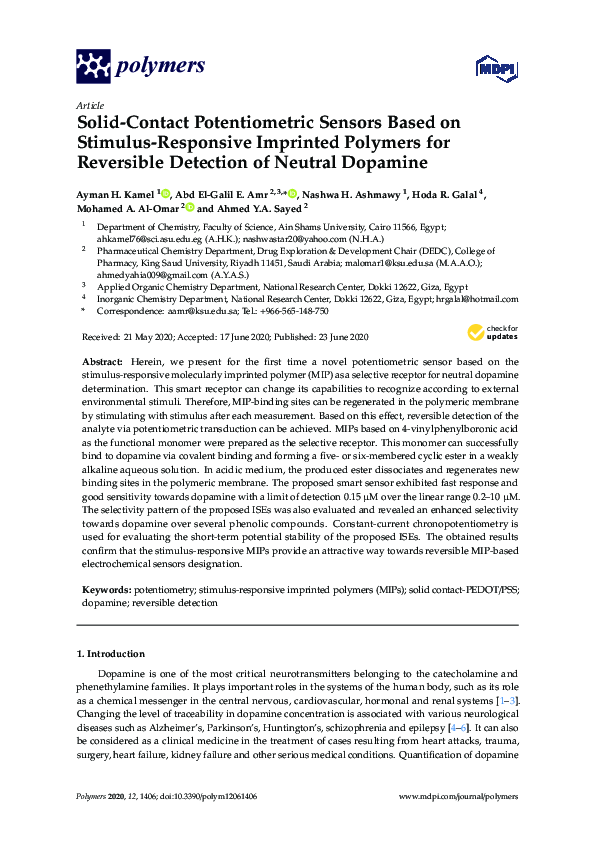 (PDF) Solid-Contact Potentiometric Sensors Based on Stimulus-Responsive ...