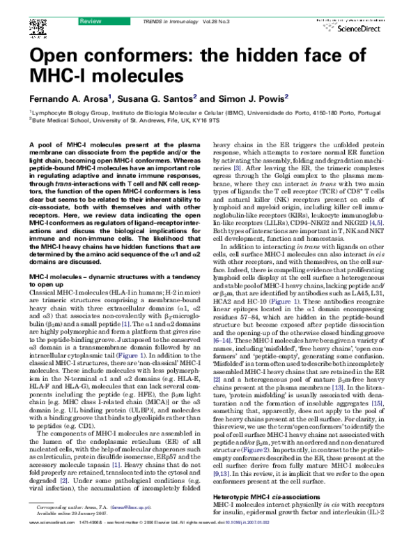 (PDF) Open conformers: the hidden face of MHC-I molecules