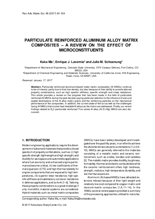 (PDF) Particulate Reinforced Aluminum Alloy Matrix Composites - a ...
