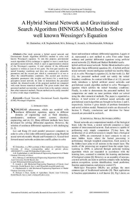 (PDF) A hybrid neural network and gravitational search algorithm ...