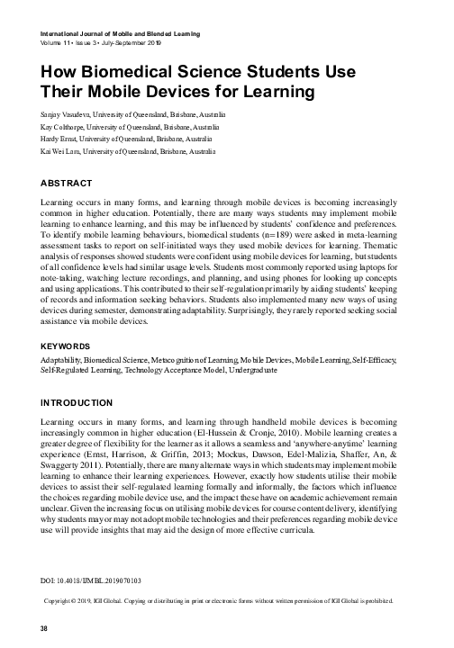 (PDF) How Biomedical Science Students Use Their Mobile Devices for Learning