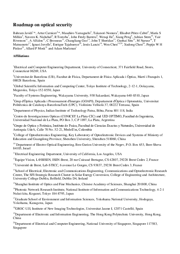 (PDF) Roadmap on optical security