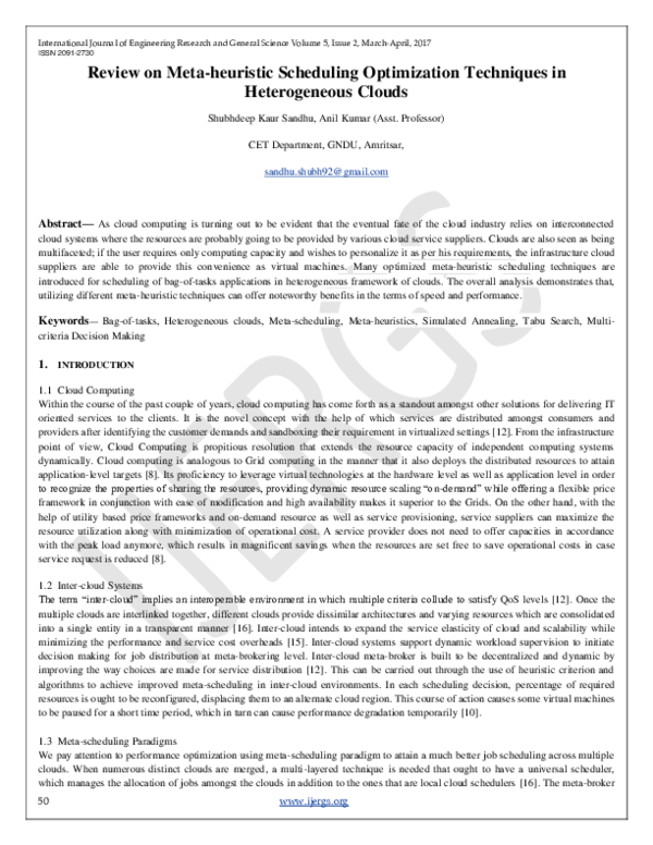 (PDF) Review on Metaheuristic Scheduling Optimization Techniques in ...