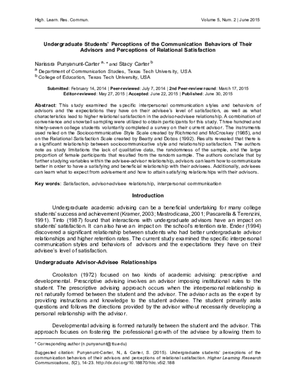 (PDF) Undergraduate Students' Perceptions of the Communication ...