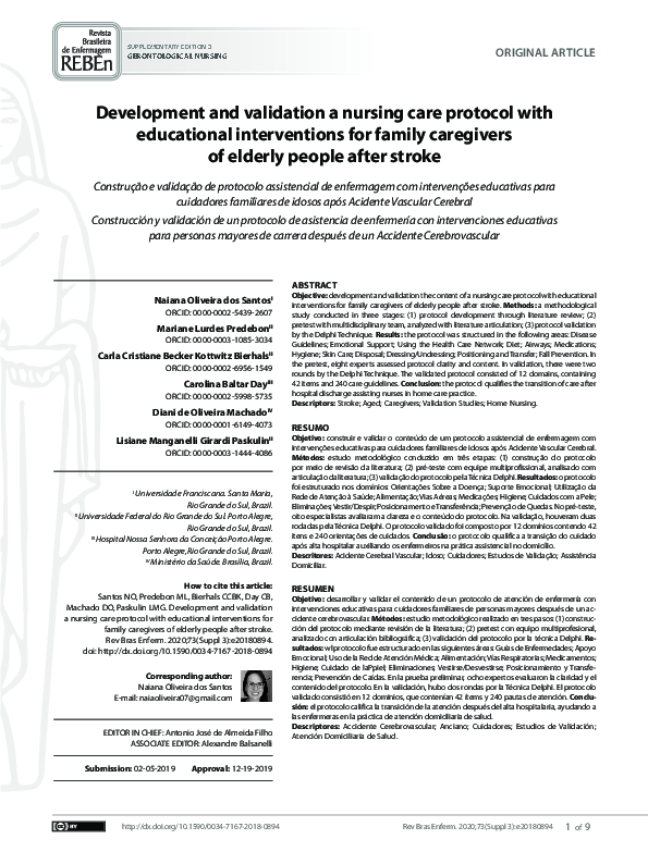 (PDF) Development and validation a nursing care protocol with ...