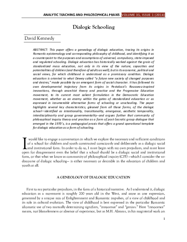 (PDF) Dialogic Schooling