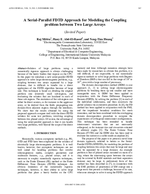 (PDF) A Serial-Parallel FDTD Approach for Modeling the Coupling problem ...