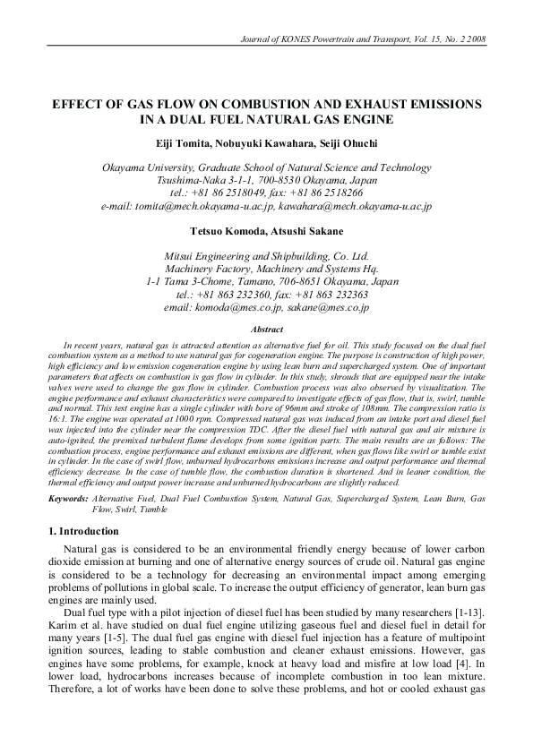 (PDF) Effect of gas flow on combustion and exhaust emissions in a dual ...