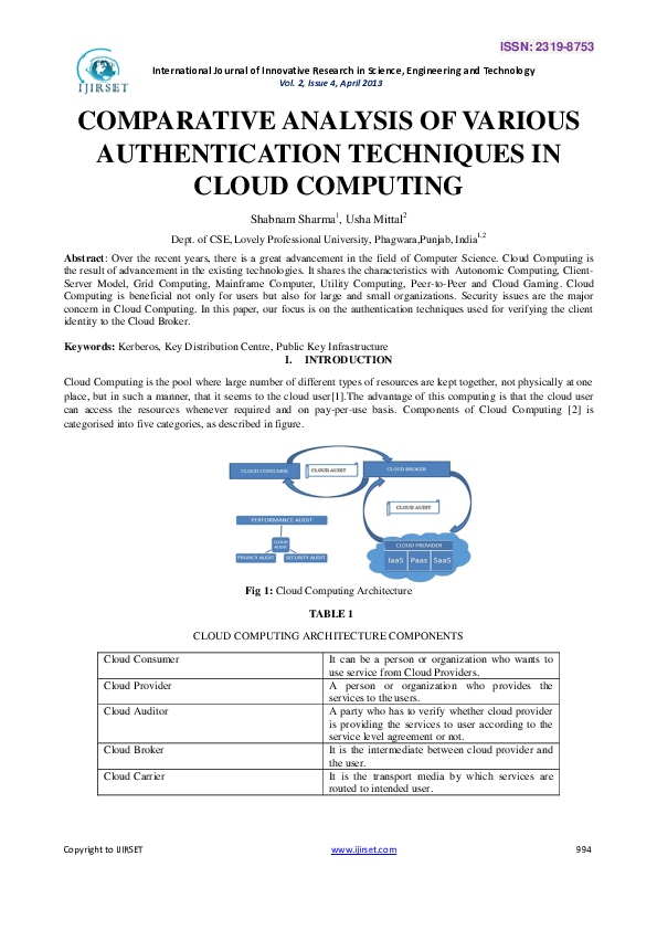 (PDF) Comparative Analysis of Various Authentication Techniques in ...
