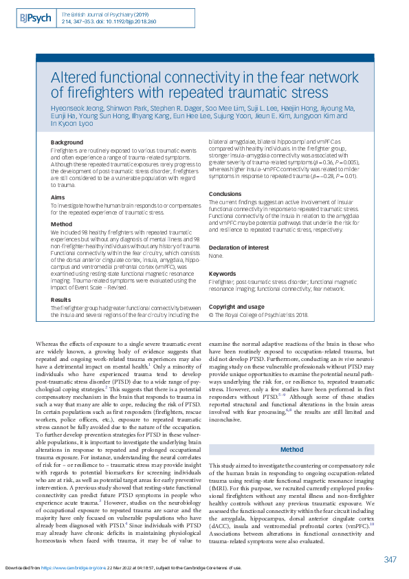 (PDF) Altered functional connectivity in the fear network of ...