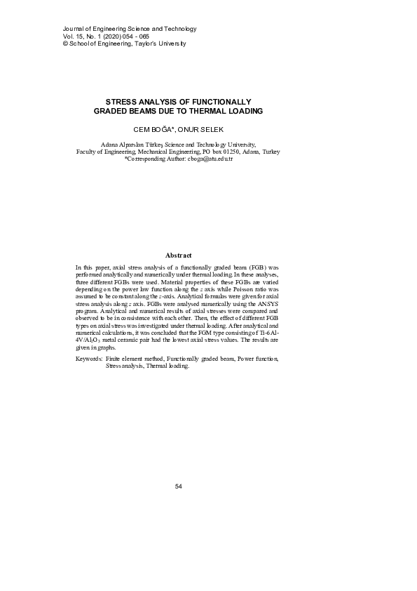 (PDF) Stress Analysis of Functionally Graded Beams Due to Thermal Loading