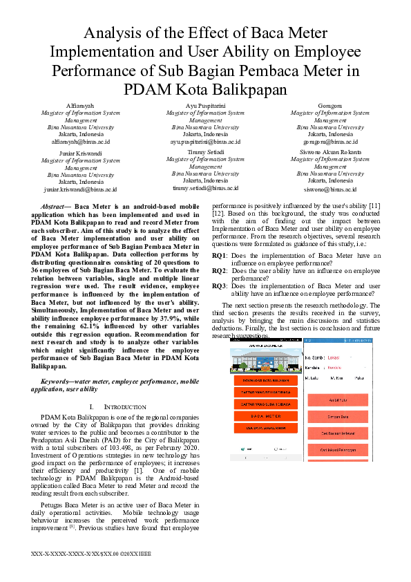(DOC) Analysis of the Effect of Baca Meter Implementation and User ...
