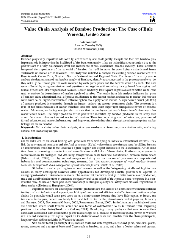 (PDF) Value Chain Analysis of Bamboo Production: The Case of Bule ...