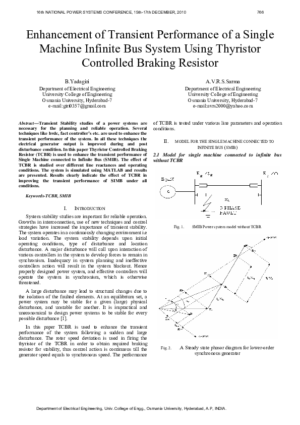 Photo inspiration: Visual Reference: Pdf Enhancement Of Transient Performance Of A Single Machine Infinite