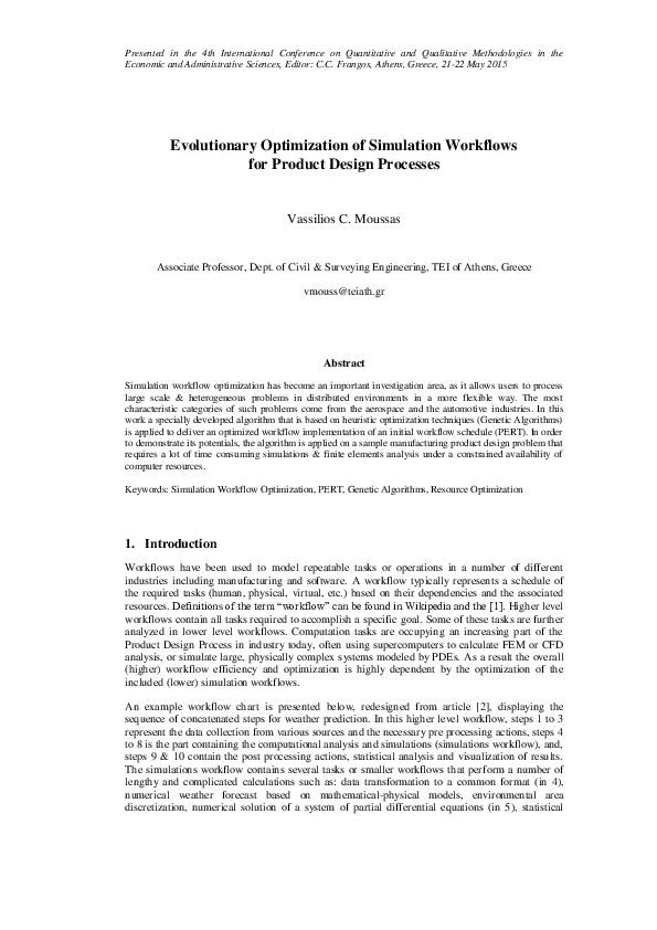 (PDF) Evolutionary Optimization of Simulation Workflows for Product ...