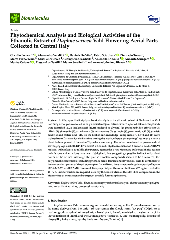(PDF) Phytochemical Analysis and Biological Activities of the Ethanolic ...