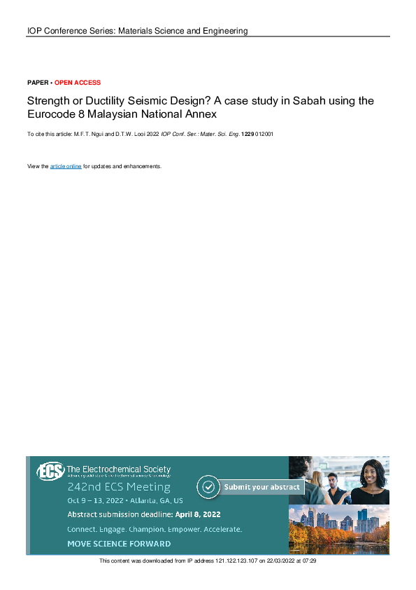(PDF) Strength or Ductility Seismic Design? A case study in Sabah using ...
