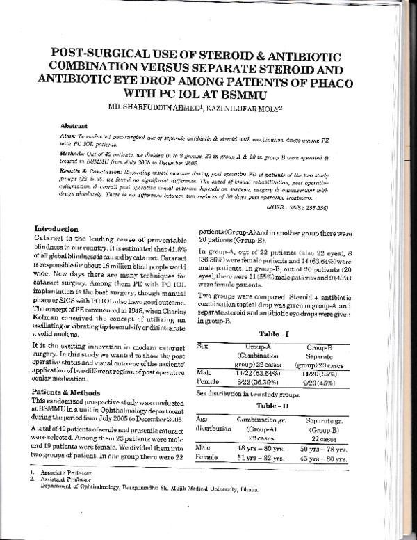(PDF) Postsurgical use of steroid & antibiotic combination versus