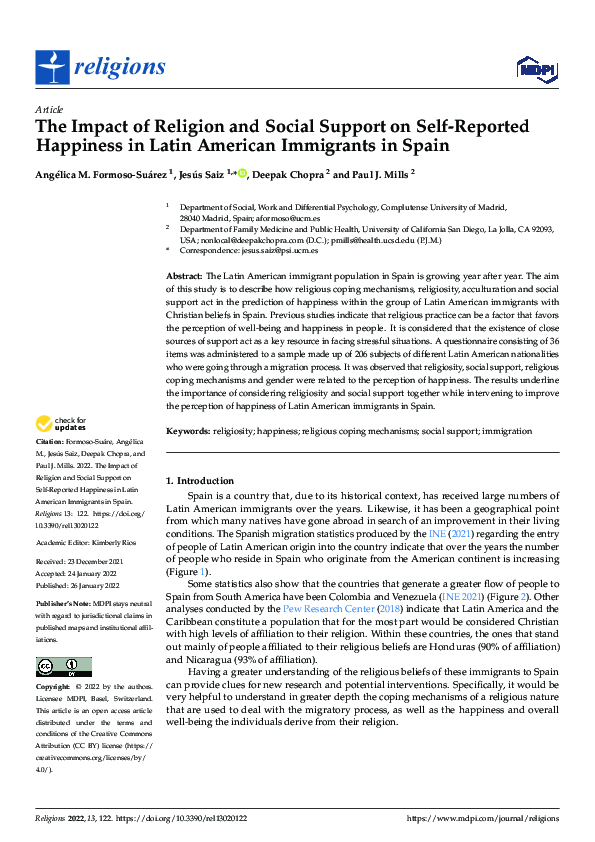 (PDF) The Impact of Religion and Social Support on Self-Reported ...
