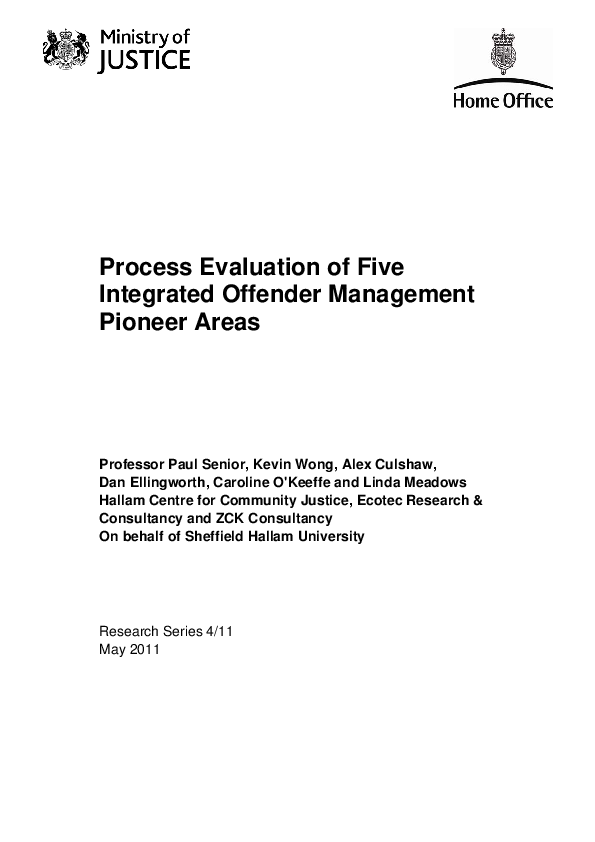 (PDF) Process Evaluation of Five Integrated Offender Management Pioneer ...