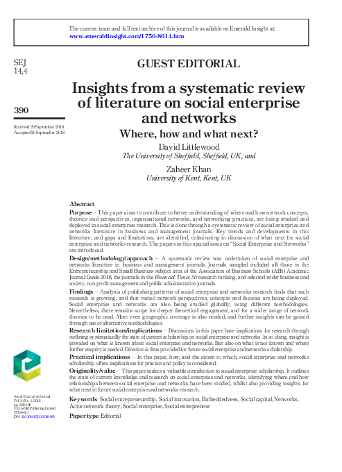 (PDF) Insights from a systematic review of literature on social ...