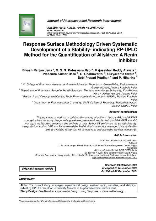 (PDF) Response Surface Methodology Driven Systematic Development of a ...