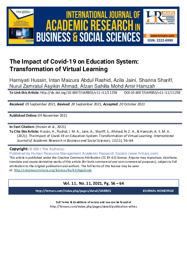 (PDF) The Impact of Covid-19 on Education System: Transformation of ...