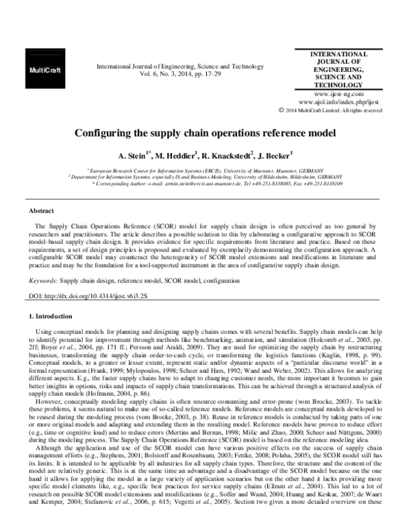 (PDF) Configuring the supply chain operations reference model