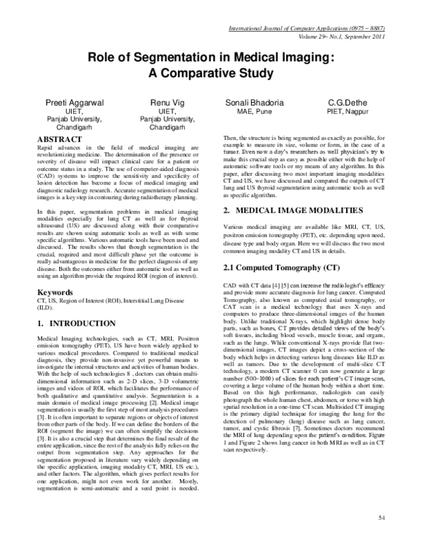 (PDF) Role of Segmentation in Medical Imaging: A Comparative Study