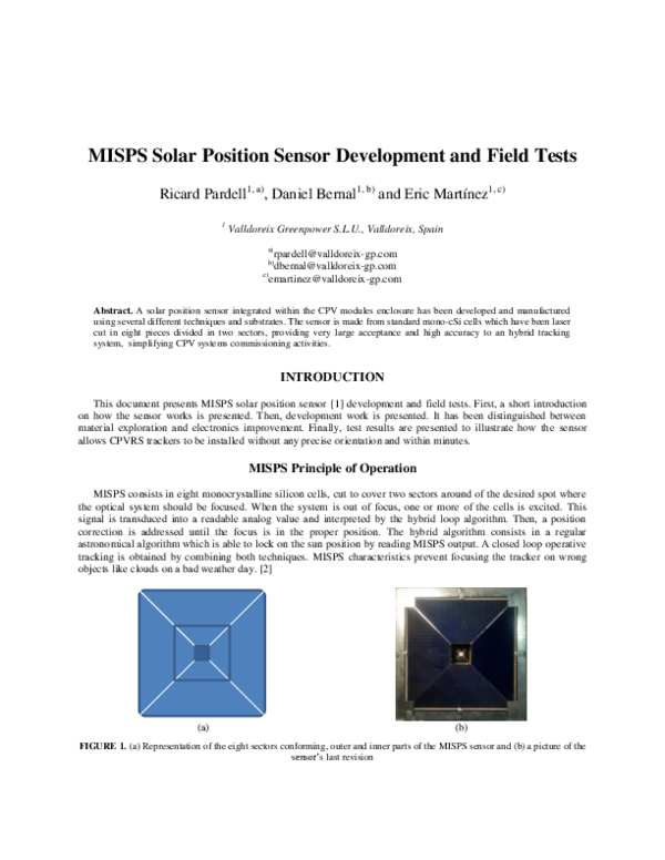 (PDF) MISPS solar position sensor development and field tests