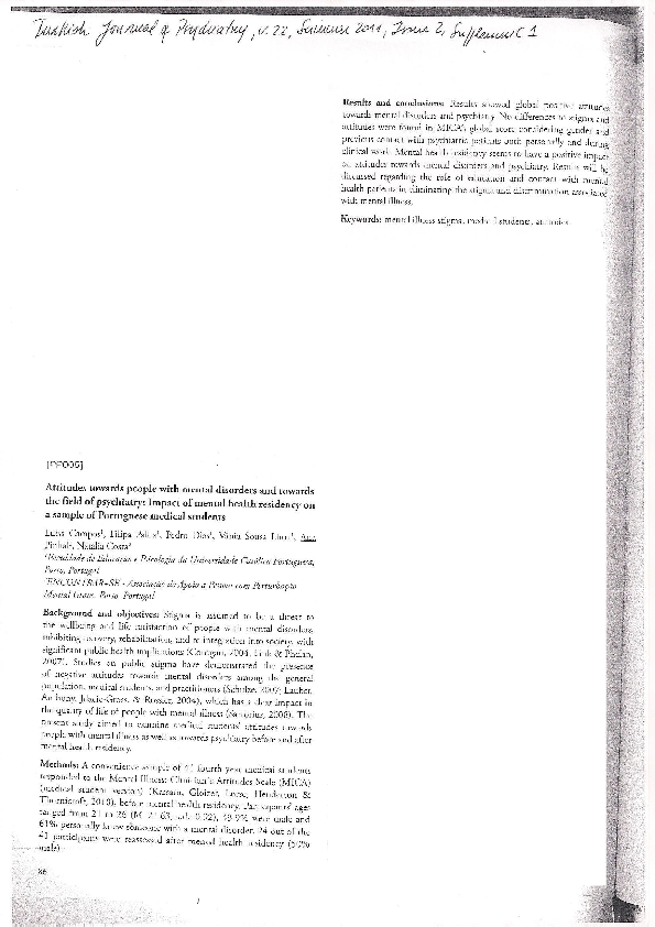 (PDF) Attitudes Towards People With Mental Disorders and Psychiatry ...