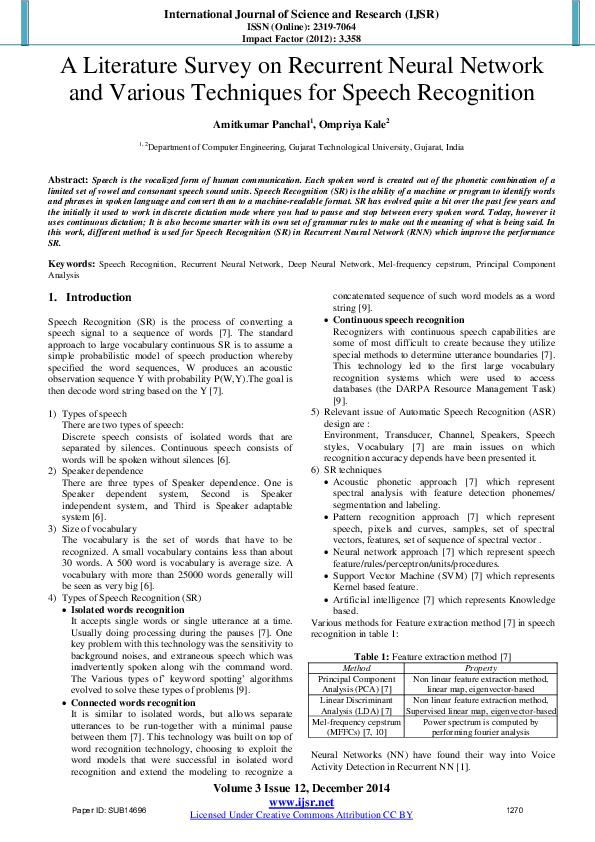 (PDF) A Literature Survey on Recurrent Neural Network and Various ...