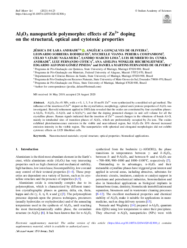(PDF) Al2O3 nanoparticle polymorphs: effects of Zn2+ doping on the ...